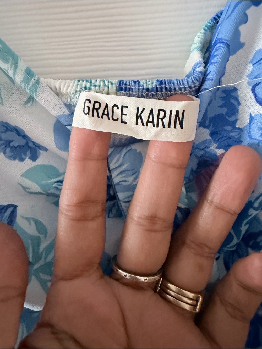 Grace Karin Blue Floral Spaghetti-Strap Maxi Dress - Picture 4 of 7